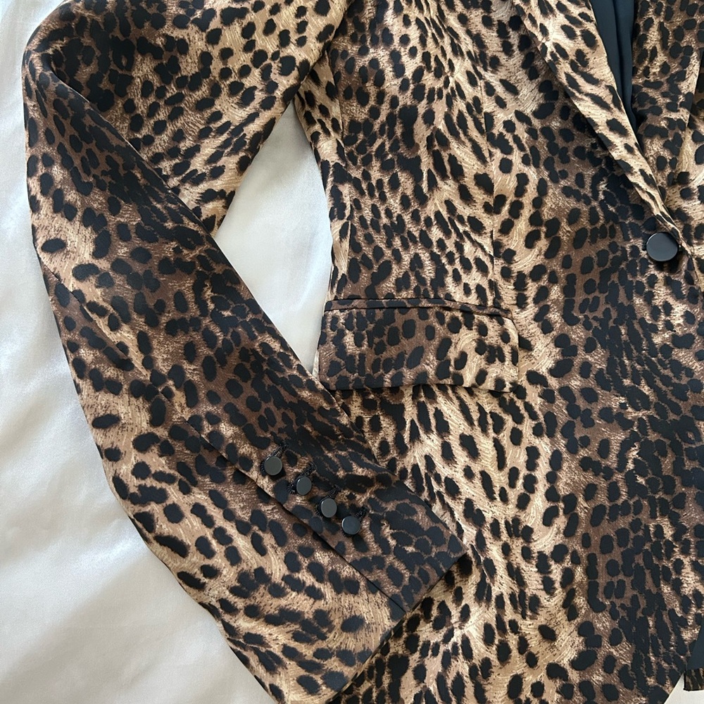 Zara Leopard Cheetah Print Blazer Made in Spain Vintage - Picture 5 of 6